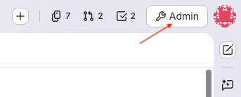 The Admin area button in the new navigation.